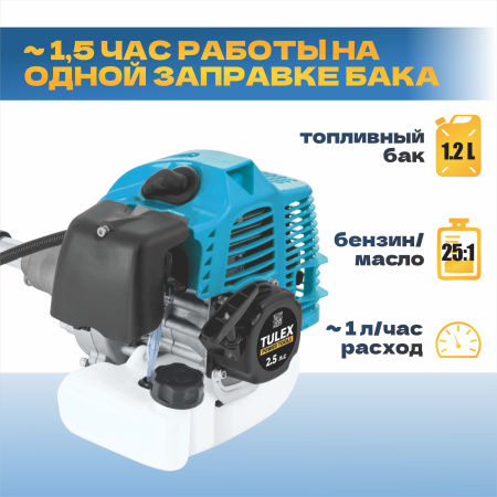 Триммер бензиновый TULEX TGC-3-1.7,52 куб.см,0-3200 об/мин,V топлив.бака 1,2л, леска/нож/диск, 1700В