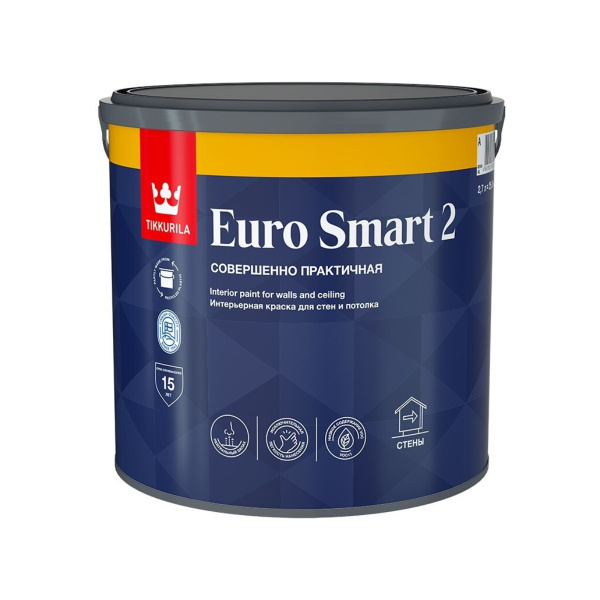 Краска интерьерная EURO SMART 2 A гл/мат 9л