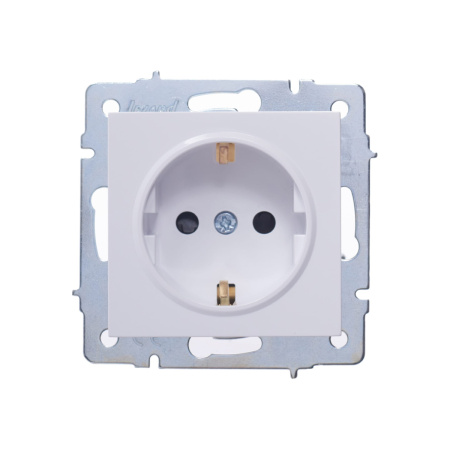Розетка VESNA 742-0288-124B с защитой от детей бакалит белая (механизм)