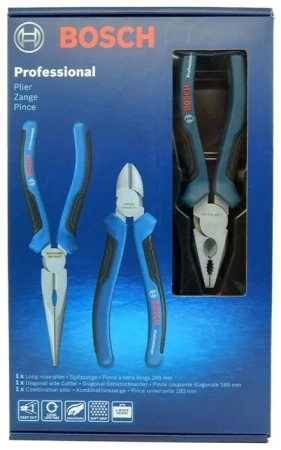 Набор плоскогубцев BOSCH 1600A016BG (комбинированные, длинногубцы, бокорезы)