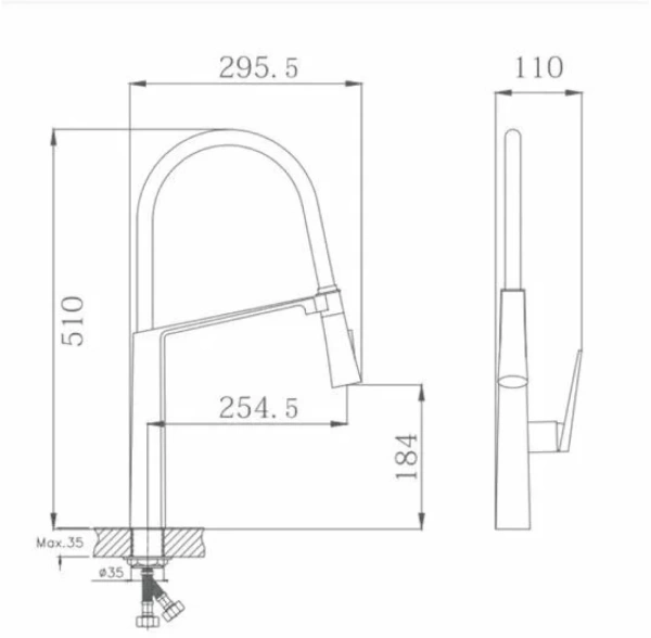 Смеситель д/к с гибким изливом HAIBA HB73827-3 графит