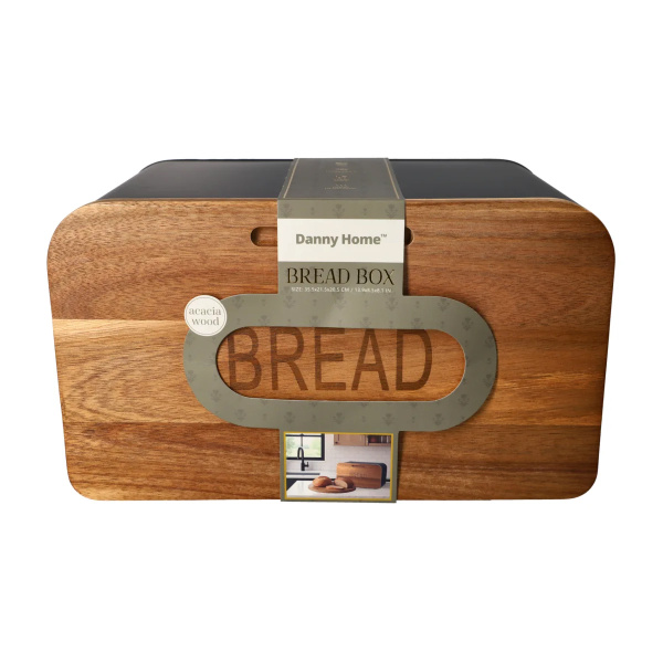 Хлебница DH 35,5х21,5х20,5 см металл, акация черный ZYB224