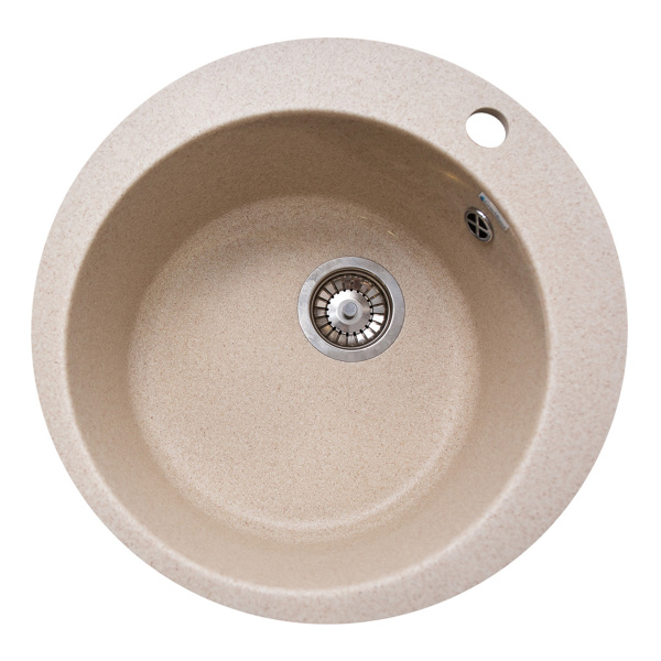 Кухонная мойка GranAlliance G-14, бежевый,круглая 510 мм