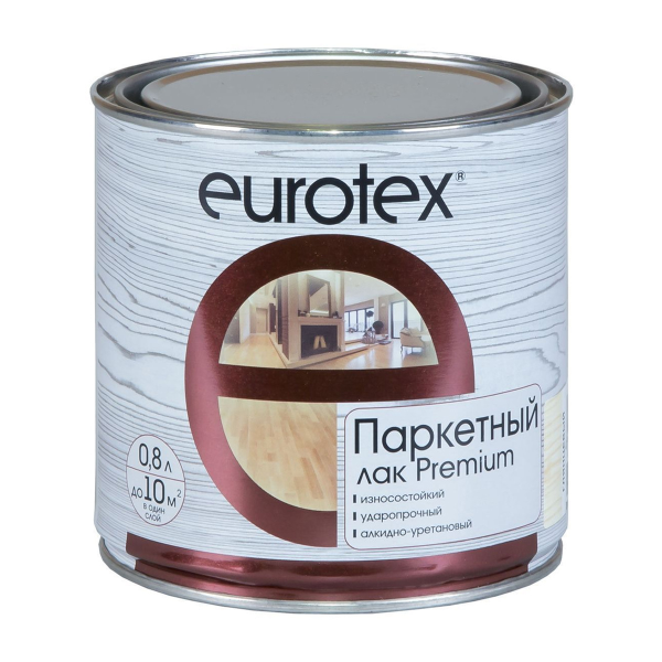 Лак Eurotex-Premium паркетный полуматовый 0.8л Лак Eurotex-Premium паркетный полуматовый 0.8л