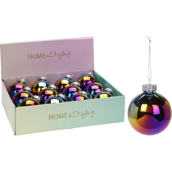 Шар елочный 8 см цветная лазурь CAA115210 К