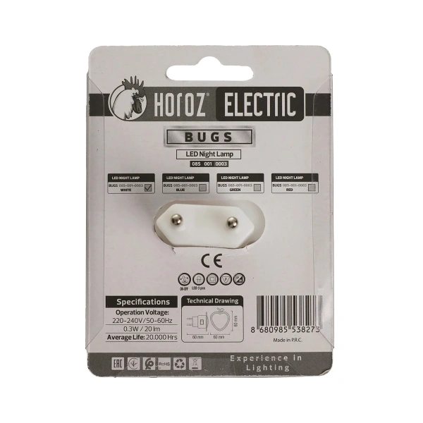 Ночник LED NIGHT LAMP 085-001-0003 0.3W MIX 220-240V