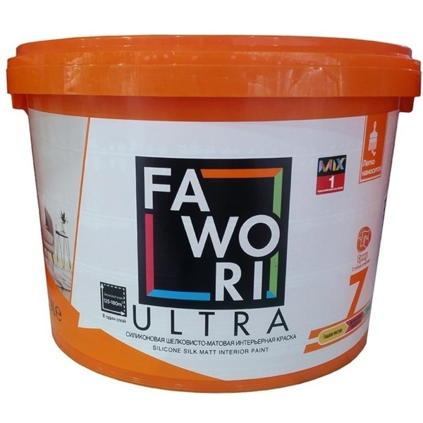 Краска силиконовая FAWORI ULTRA 7 MIX-1 шелковисто-матовая 5 л. Краска силиконовая FAWORI ULTRA 7 MIX-1 шелковисто-матовая 5 л.