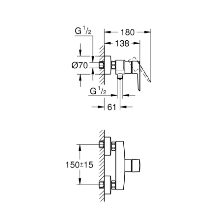 Сместель для душа GROHE Start однорычажный, DN 15, черный матовый (322792432)