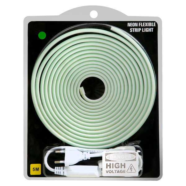 Лента гибкая светодиодная неоновая с вилкой питания 220 В-COB - комплект 288D зеленого цвета, 5 м