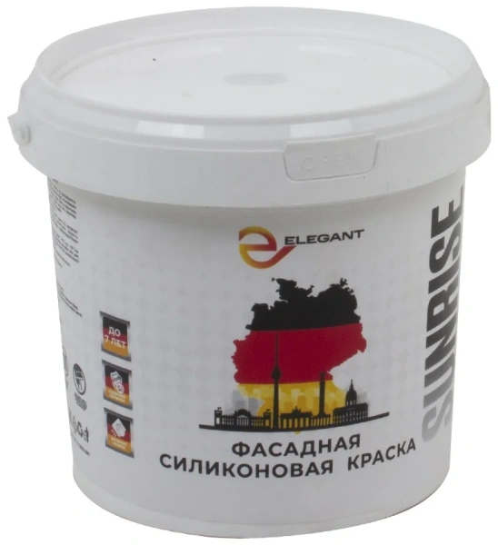 Краска Elegant акриловая Sunrise фасадная силиконовая для наружных и внутренних работ 4 л