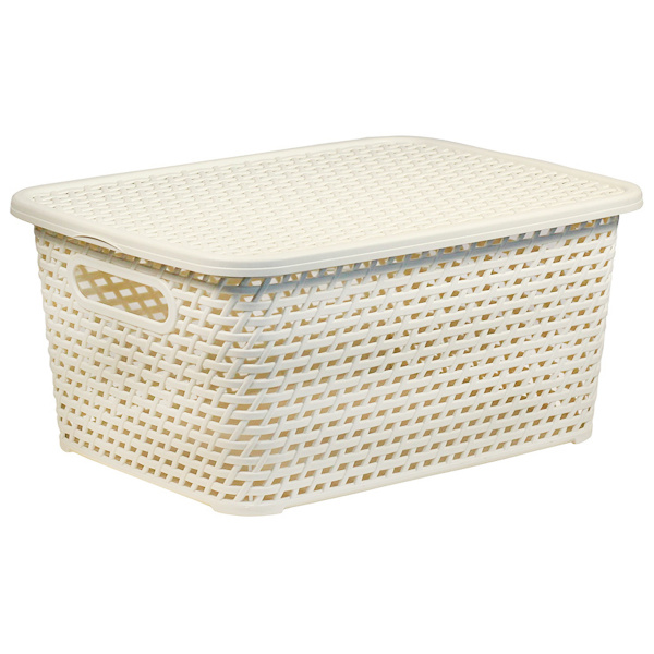 Ящик IDEA РОТАНГ 4л 280х185х126мм белый, с крышкой