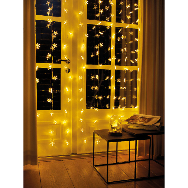 Гирлянда занавес Звезды 120х100 см 64 лампы 8 линий свет теплый 481562 Kmg