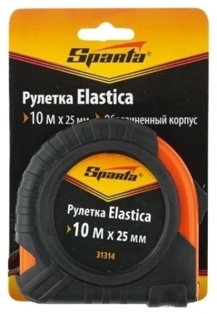 Рулетка SPARTA Elastica, 10 м х 25 мм, обрезиненный корпус