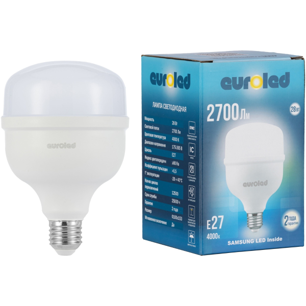 Лампа светодиодная Euroled T100 28W 4000K E27 матовая