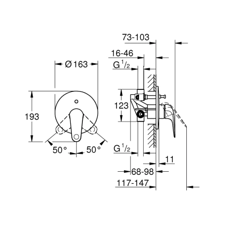 Смеситель в/д Grohe Swift однорычажный, DN 15, хром (24336001)