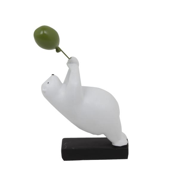 Статуэтка белый медведь с зеленым шариком 2594 CN