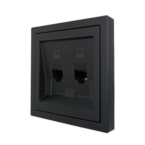 Розетка ZIMA 704 4288 141 компьютерная двойная черная матовая (механизм)