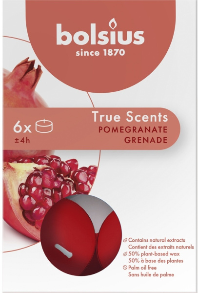Набор чайных свечей Bolsius 6 шт 38 мм 4 ч.Гранат