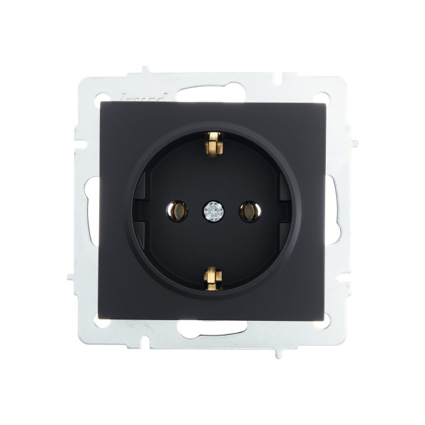 Розетка VESNA 742-4288-122B с/з бакалит черная матовая (механизм)