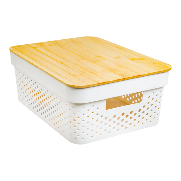 Ящик для хранения с бамбуковой крышкой 26х18х12см PRC
