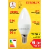 Лампа светодиодная LL-E-C37-6W-230-2,7K-E14 (свеча, 6Вт, тепл., Е14) Eurolux