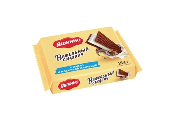 Вафельный сэндвич Яшкино с какао и молочной начинкой 168г