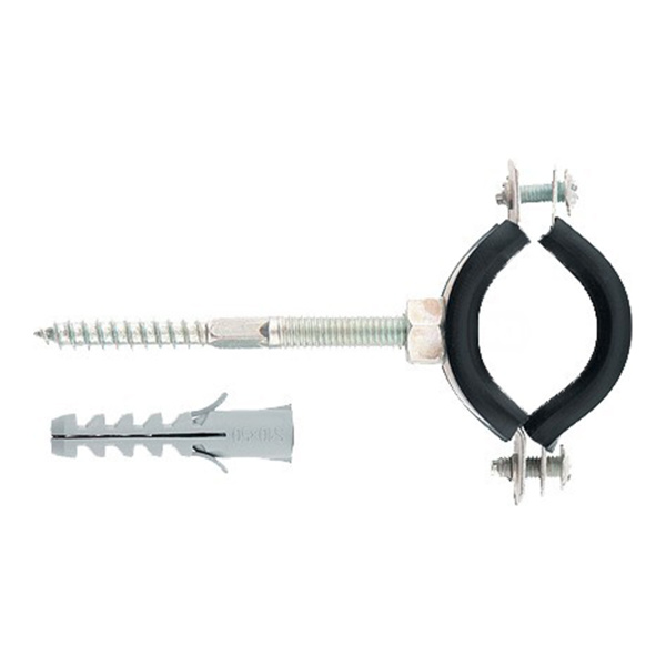 Хомут сантехнический д/труб 74-80(2 1/2"), резин.упл., шпилька+дюбель, 1 шт., Россия// Сибртех