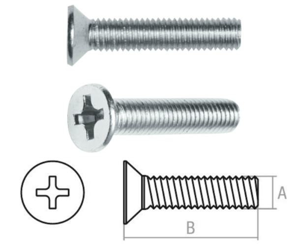 Винт М4х10 мм потай. головка, цинк, кл.пр. 5.8, DIN 965 (25 шт в зип-локе) STARFIX