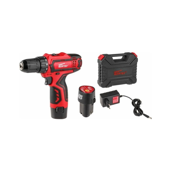 Дрель-шуруповерт аккум. WORTEX BD 1215-1 Li в чем. 12.0 В, 2 акк., 1.5 А/ч Li-Ion, 2 скор., 25 Нм, а