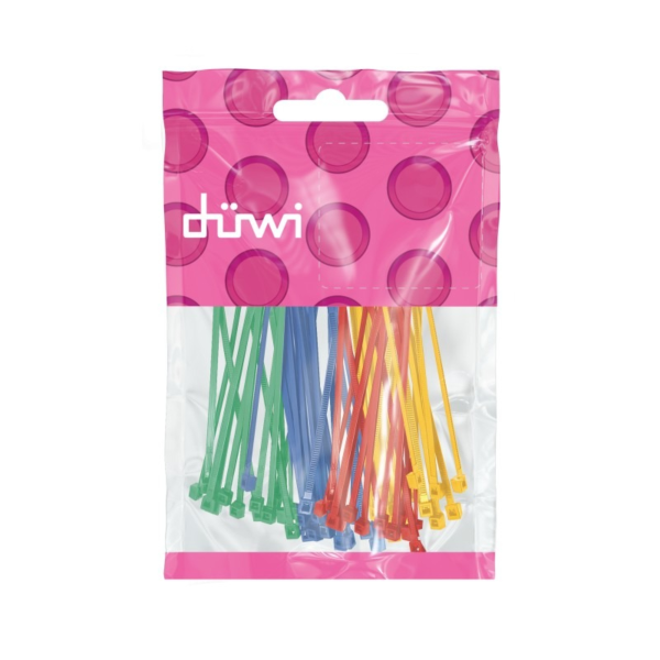 Хомут кабельный, нейлоновый, 80x2,5мм, разноцветные, 25шт., 30217 9, duwi 30217 9