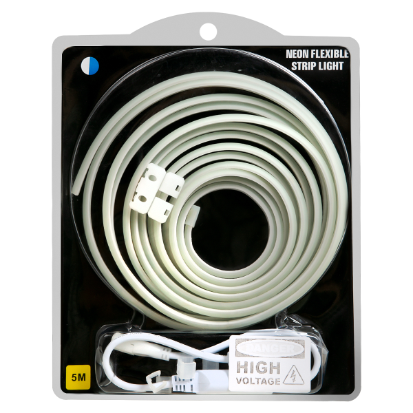 Лента гибкая светодиодная неоновая с вилкой питания 220 В-COB - набор 288D ледяного синего цвета, 5 