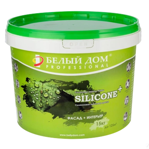 Краска акриловая силиконовая Белый Дом SILICONE+Фасад 15 кг Краска акриловая силиконовая Белый Дом SILICONE+Фасад 15 кг