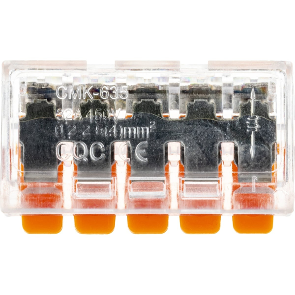 Клемма рычажковая, СМК 223-415, 0.5-4мм², прозрачная, 20 шт., 26749 2, duwi 26749 2