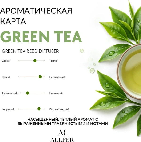Аромадиффузор ALLPER Зеленый чай/Green tea 100мл