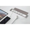 Блок настольный с крышкой, 3 розетки 200B, 1 USB, 1 Type-C, RJ45, HDMI, серебро