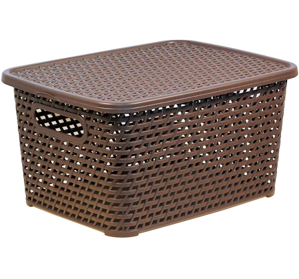 Ящик IDEA РОТАНГ 13л 370х280х190мм коричневый, с крышкой
