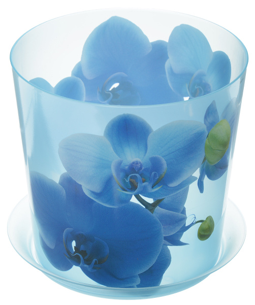 Кашпо IDEA ДЕКО D125мм 1,2л с подставкой орхидея голубая