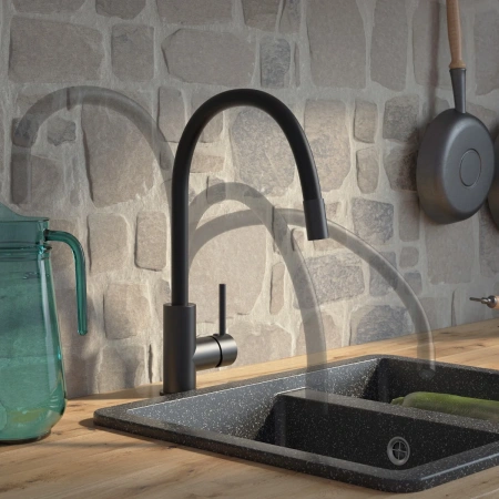 Смеситель д/к Iddis Kitchen 360, K36BLJ0i05 черный матовый
