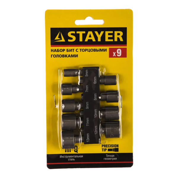 Набор STAYER "MASTER": Биты с торцевой головкой, в держателе, 9 предметов