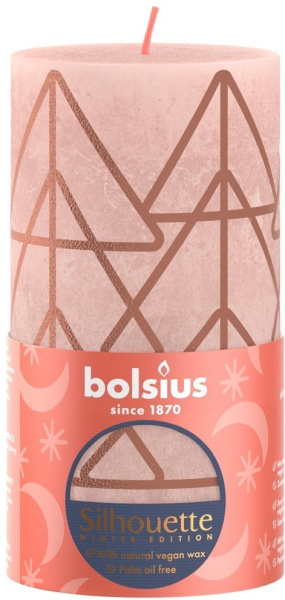 Свеча столбик Bolsius 130х68 мм туманно-розовый с принтом