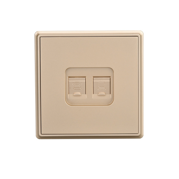 Розетка Brilliant E2-115-2 телефон + интернет 5E золото