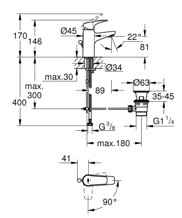 Смеситель д/р  Grohe 23769000 Start Flow