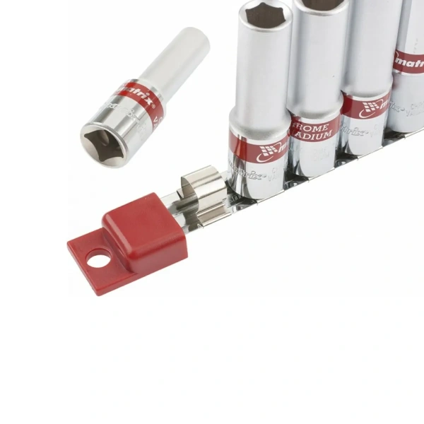 Набор удлиненных торцевых головок 1/2",  6-ти гр., CrV, 10шт., 10-22мм //Matrix