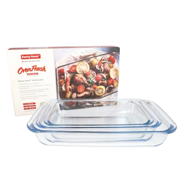 Набор форм для запекания DH 1+1,8+2,4 л. боросиликатное стекло KP011