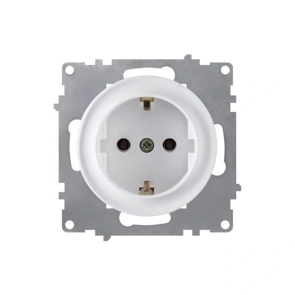 Розетка с заземлением, винтовые контакты, цвет белый (серия Florence) арт.1E10201300
