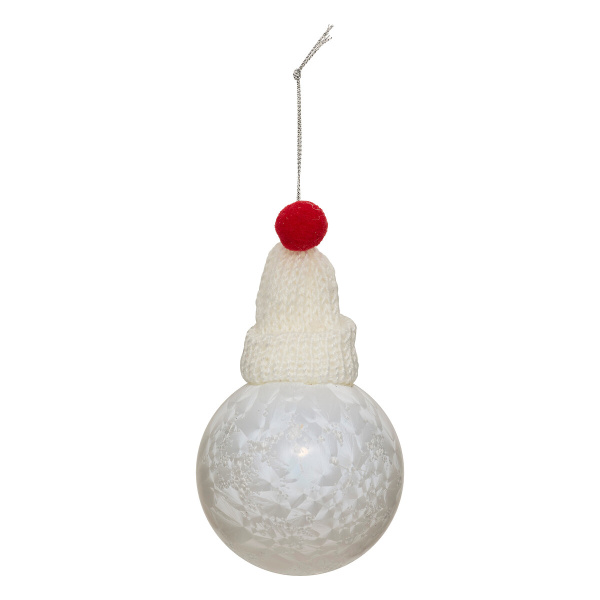 Шар елочный Atmosphera 8 см Матовый белый со шляпой 207795