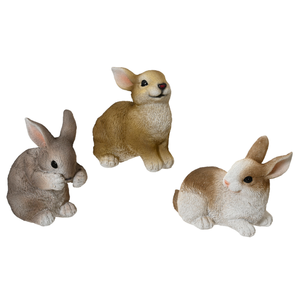 Фигурка садовая Кролики 7,5х12х9,5 см 3 вида в ассортименте 810054 Kmg