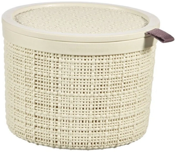 Контейнер Jute для хранения круглый, кремовый