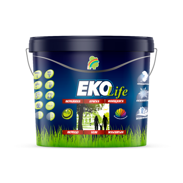 Краска "EKO Life" моющаяся гипоаллергенная акриловая 14 кг Краска "EKO Life" моющаяся гипоаллергенная акриловая 14 кг