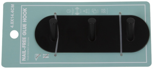 Планка с 3 крючками для ванной комнаты 14.4x4.8x3cm хром BHK0084BA Планка с 3 крючками для ванной комнаты 14.4x4.8x3cm хром BHK0084BA